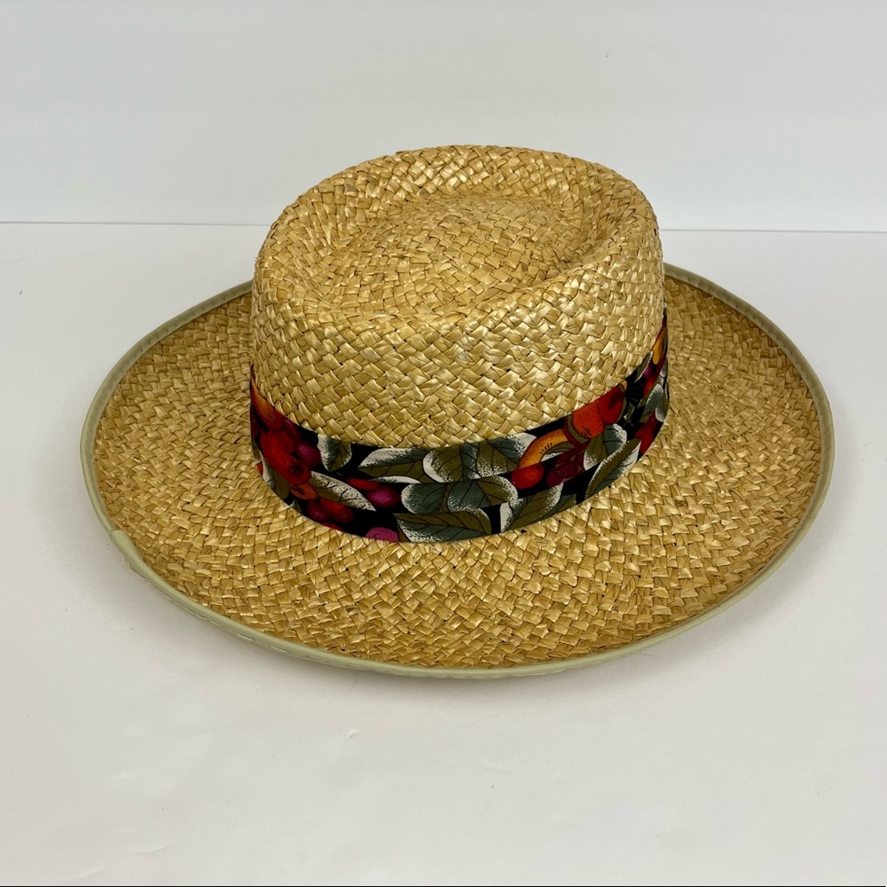 Straw Hat Fruit Fabric Print Made In The USA Size Medium - Picture 11 of 12